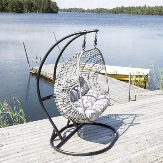 Fonti Double Seater Hanging Swing With Stand For Balcony , Garden Swing (Silver)