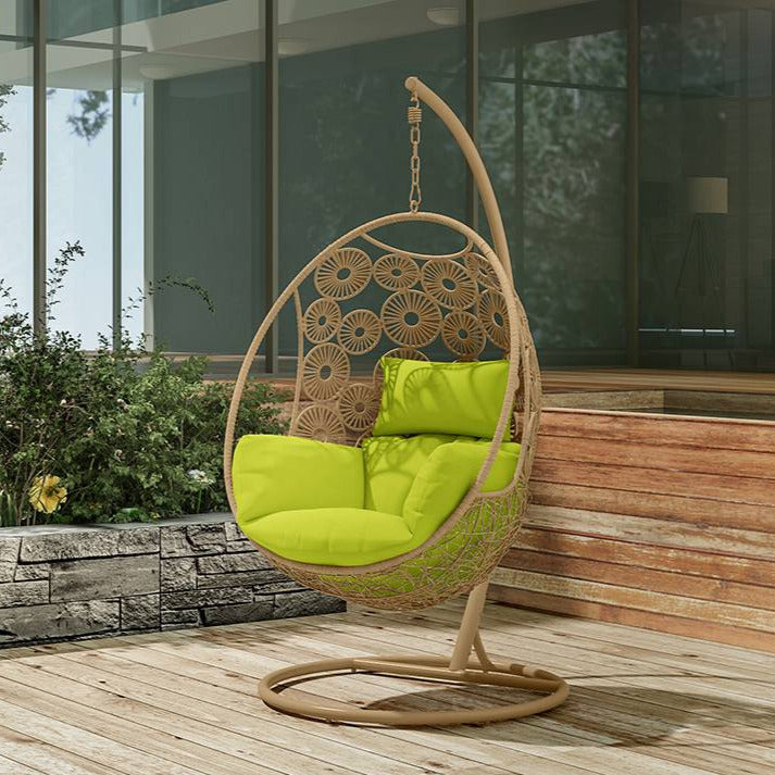 Noemi Single Seater Hanging Swing With Stand For Balcony , Garden Swing (Honey)