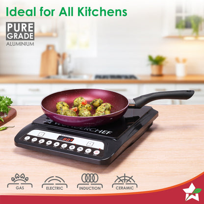 Bandhan Non-stick Cookware 4 Pc. Set | Perfect Gift | Fry Pan, Dosa Tawa, Kadhai with Glass Lid | Healthy, Low Oil Meals | Scratch-resistant | Gas & Induction Compatible | Easy to Clean