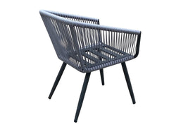 Zingel Outdoor Patio Seating Set 2 Chairs and 1 Table Set (Grey) Braided & Rope