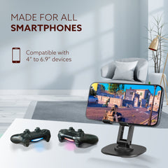 AGARO 360° Revolving Mobile Stand, Foldable & Sturdy Metal Stand with 360° Rotation, Multiple Height & Angle Adjustments & Anti-Slip pads for Desk, Compatible with Smartphones, Tablets, Kindles & iPad-6