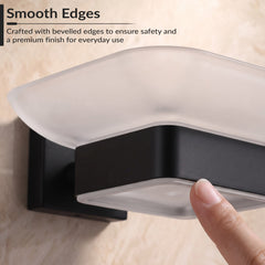 Plantex Stainless Steel Glass Soap Dish for Bathroom/Soap Holder/Soap Case/Soap Stand for Kitchen/Bathroom Accessories - Aqua (Black)-3