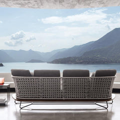 Alano Outdoor Garden Balcony Sofa Set 3 Seater, 2 Single Seater 1 Ottoman and 1 Center Table Set Braid & Rope (Grey)