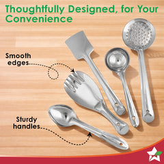 Wonderchef Venice 5 Pcs. Stainless-steel Kitchen Tools Set, Ladle, Turner, Skimmer, Serving Spoon, Rice Server for Cooki