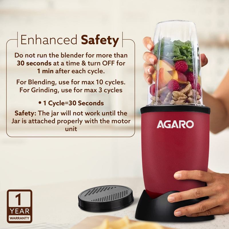 AGARO Regal Nutri Blender with 3 Jars, 400 Watts Personal Blender with 100% Copper Motor