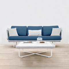 Astoir Outdoor Garden Balcony Sofa Set 3 Seater , 2 Single Seater and 1 Center Table Set Braid & Rope (Grey-Blue)
