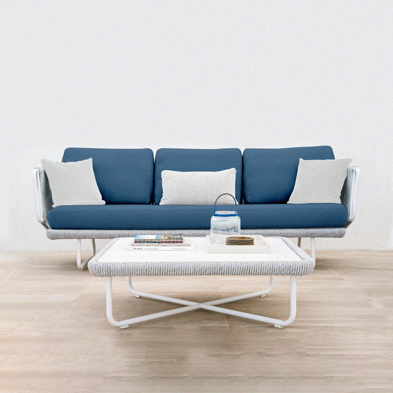 Astoir Outdoor Garden Balcony Sofa Set 3 Seater , 2 Single Seater and 1 Center Table Set Braid & Rope (Grey-Blue)
