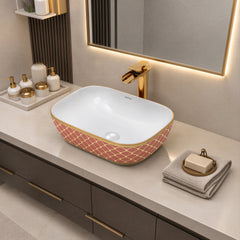 Plantex Ceramic Washbasin for Bathroom/Table Top Wash Basin/Countertop Vessel Sink Basin - Indo-European Collection - (NC-104,18 x 13 x 5 Inch)-4