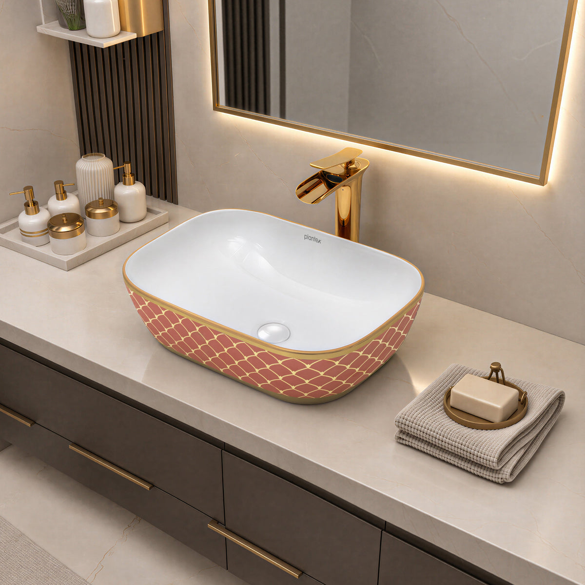Plantex Ceramic Washbasin for Bathroom/Table Top Wash Basin/Countertop Vessel Sink Basin - Indo-European Collection - (NC-104,18 x 13 x 5 Inch)-4