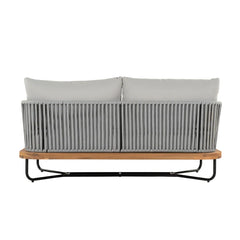 Arria Outdoor Garden Balcony Sofa Set 2 Seater,4 Single Seater With 1 Table Set, Braid & Rope (Grey + Grey)