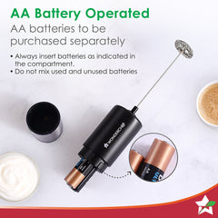 Wonderchef Regalia Milk Frother | Rich and Creamy Froth in Seconds | Stainless Steel Body & Whisk | AA Battery Operated 