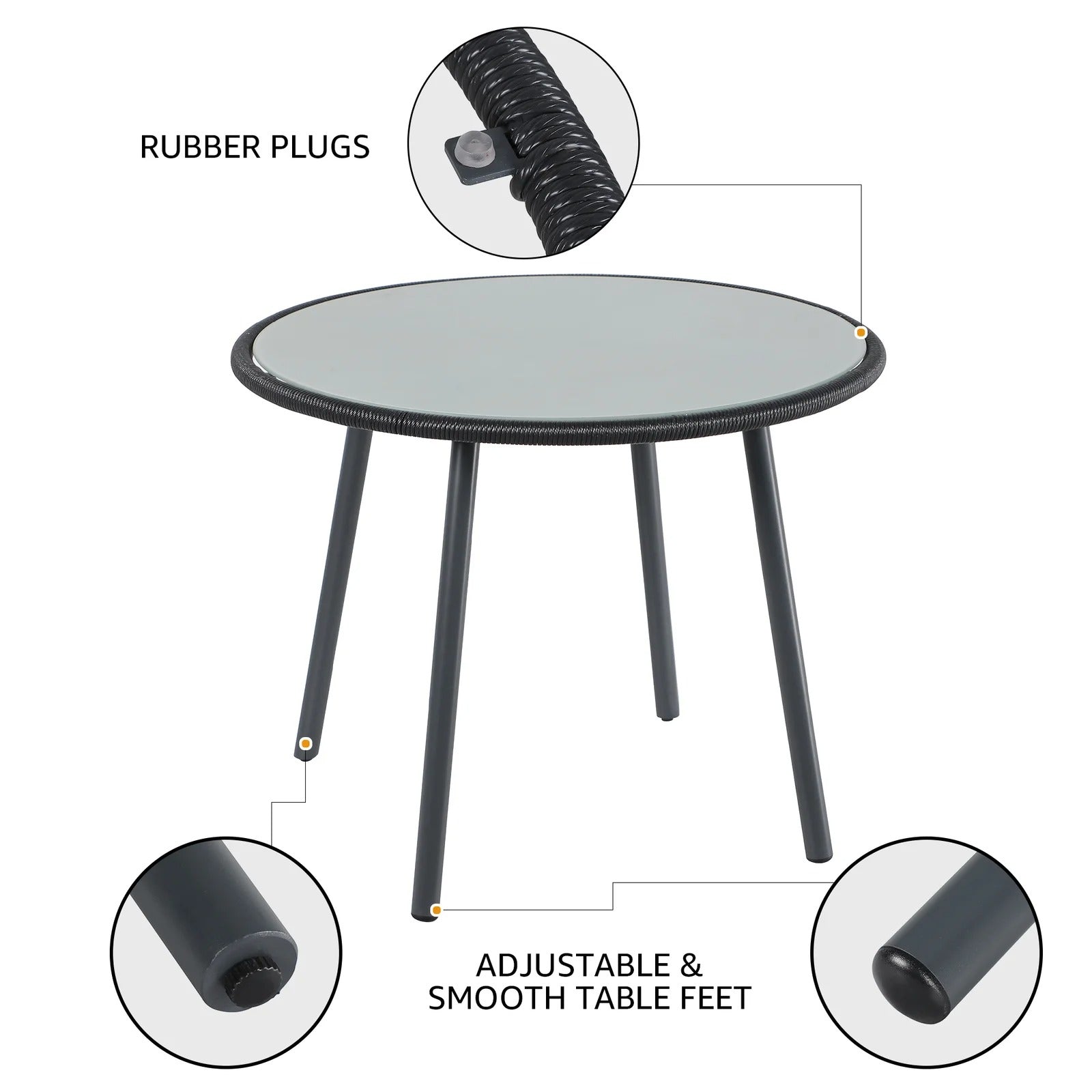 Votion Outdoor Patio Seating Set 4 Chairs and 1 Table Set (Black)