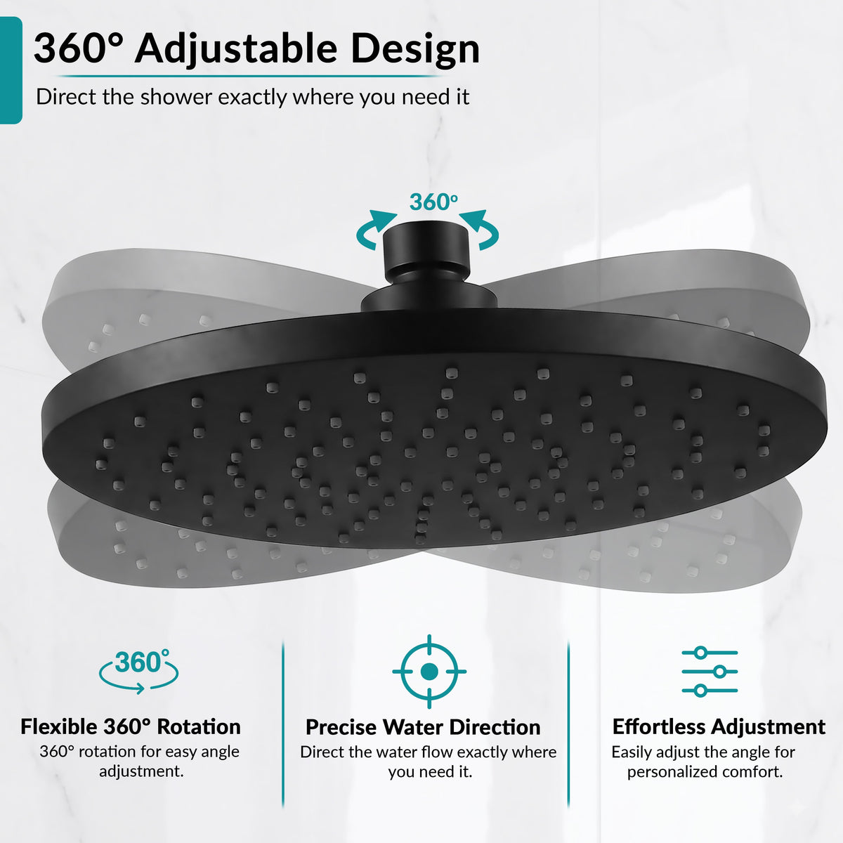 Plantex ABS Round Head Shower/10 Inch Overhead Rain Shower for Bathroom/Shower for Home/Hotel/Adjustable Shower Head for Bathroom - Pack of 1 (Black, D609)-5