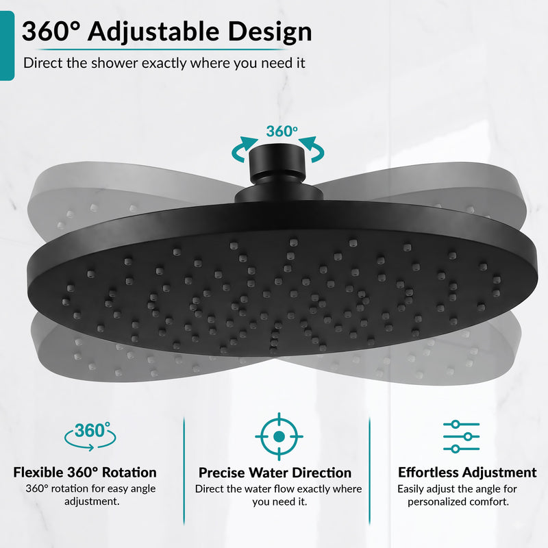 Plantex ABS Round Head Shower/10 Inch Overhead Rain Shower for Bathroom/Shower for Home/Hotel/Adjustable Shower Head for Bathroom - Pack of 1 (Black, D609)-5
