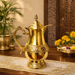 Brass Handcrafted Water Jug With Lid (9.5 Inch)