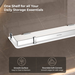 Plantex Acrylic Shelf for Bathroom/Living Room Wall Mounted Shelf with Silver Railings - Bathroom Accessories (White, 18x6 inches)-4