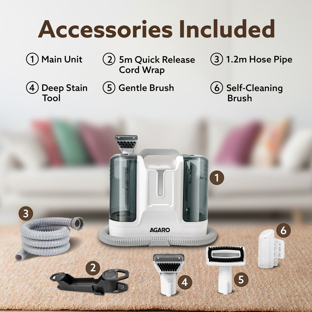 AGARO Crest Portable Spot Cleaner, Super Suction Cleaning Machine, Stain Remover, Multi-Purpose Portable Carpet and Upho
