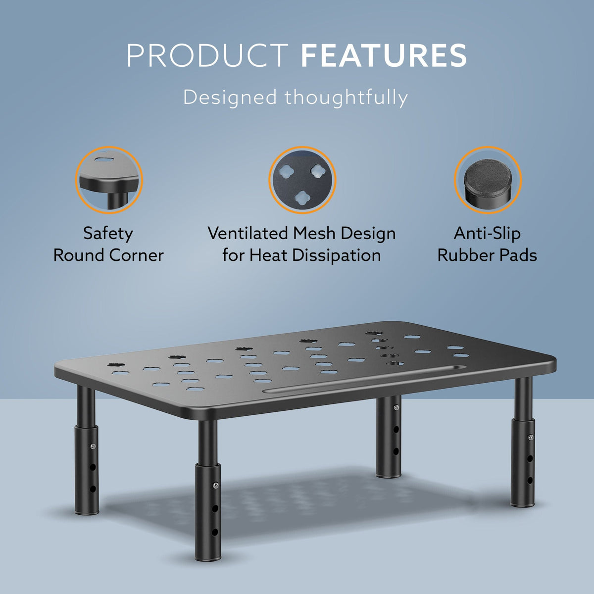 AGARO Monitor Stand for Desk, Laptop Stand & PC Riser, 3-Level Height Adjustable, Compatible with 24”, 27”, 29” & 32” Mo