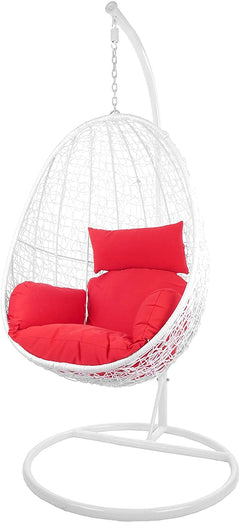 Giulietta Single Seater Hanging Swing With Stand For Balcony , Garden Swing (White)