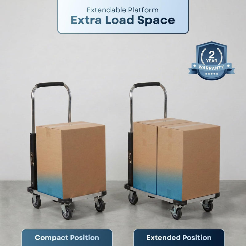 Corvids 150 Kg Portable Aluminium Extendable Hand Platform Trolley with 2-Year Warranty-6