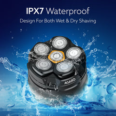 AGARO HS7979 Head Shaver, for Bald Men, 6 Flexible Heads, Wet/Dry Head Shaver, Rechargeable, IPX7 Waterproof, Detachable