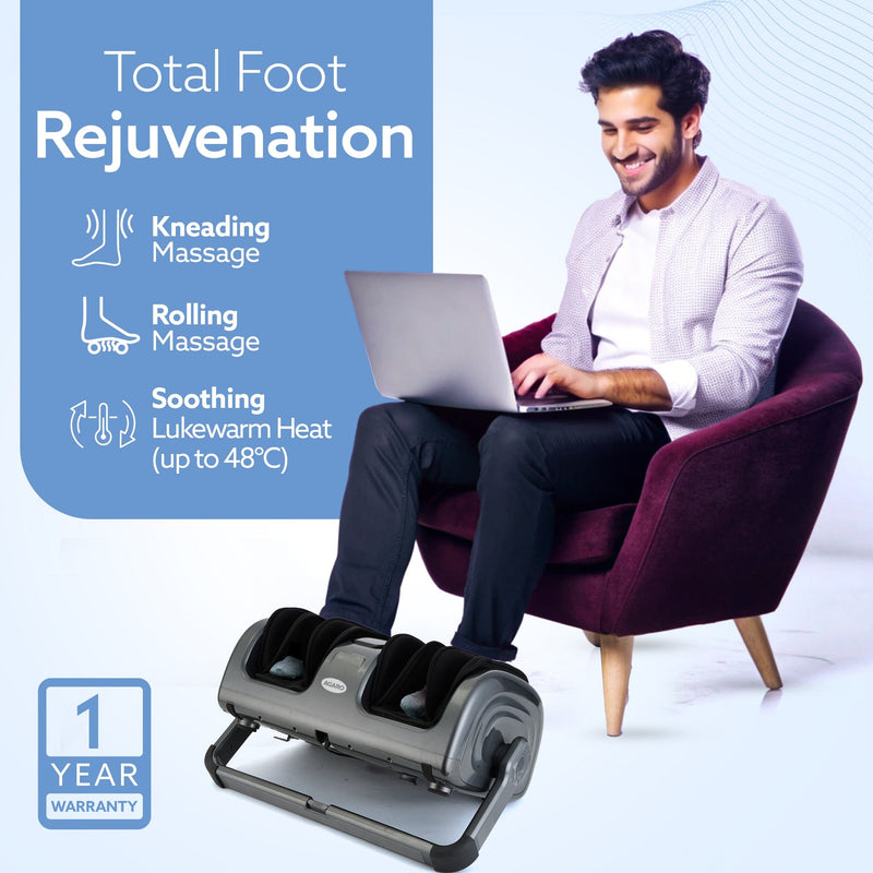 AGARO Elite Air Compress Foot Massager Corded Electric,Shiatsu Foot Massager,Kneading & Rolling Function,Lukewarm Heat,For Pain Relief,Improving Blood Circulation,Includes Remote Control,Grey-6
