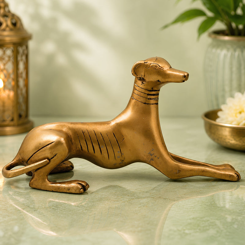 Brass Handcrafted Dog Statue, Home Decor & Gifting, Gold, 4.5 Inch, 1 Piece