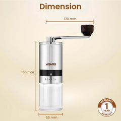 AGARO Elite Manual Coffee Grinder - Silver