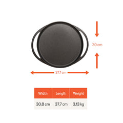 Meyer Pre-Seasoned Cast Iron Two Side Handle Flat Tawa Pan,30cm