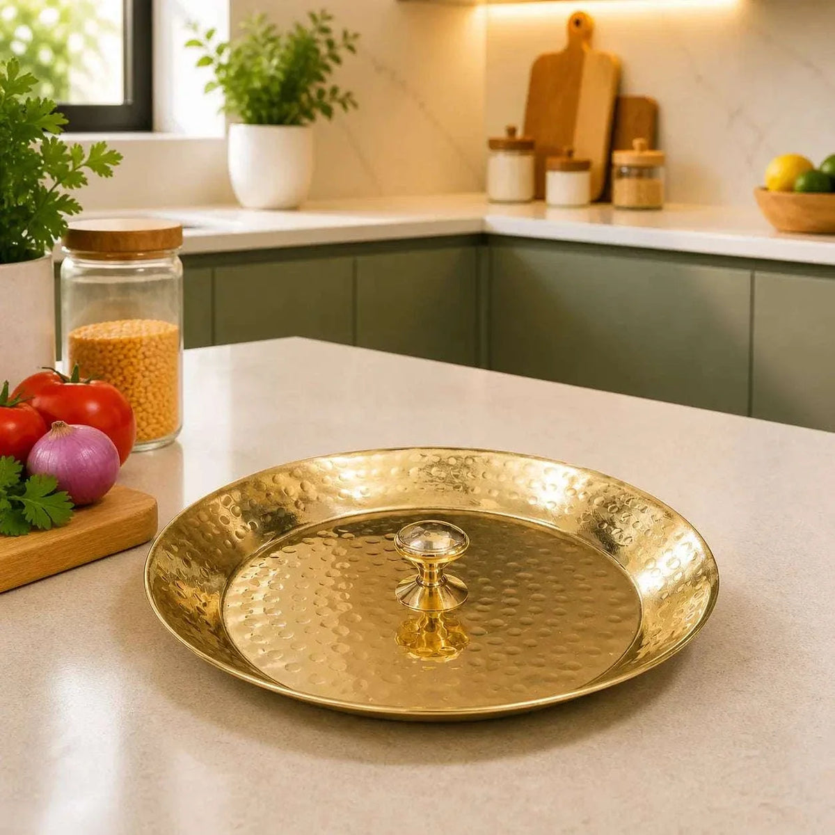 Brass Hammered Vintage Handi / Degchi with Lid (6.5 Inch)