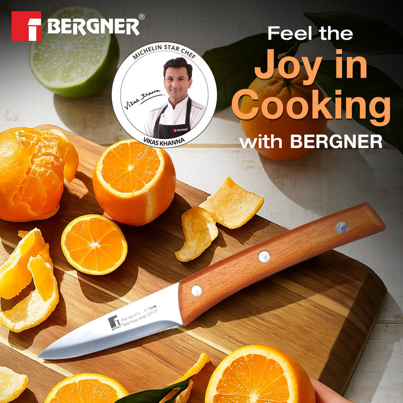 Bergner Natural Stainless Steel 8.75cm Pairing Knife