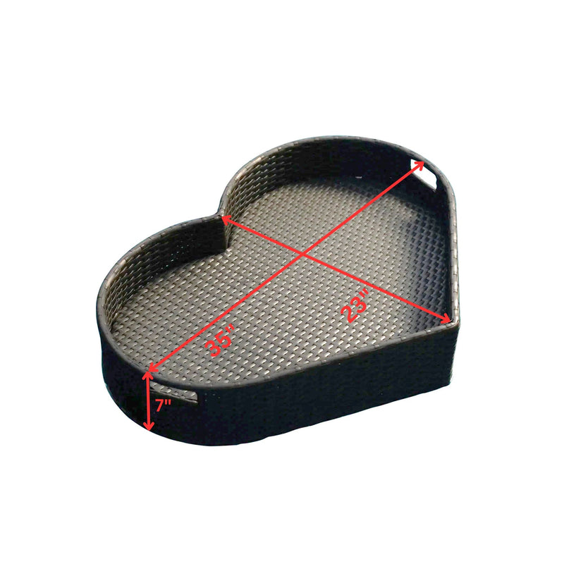 Núria Luxury Floating Serving Tray For Swimming Pool - Black (Heart Shape)