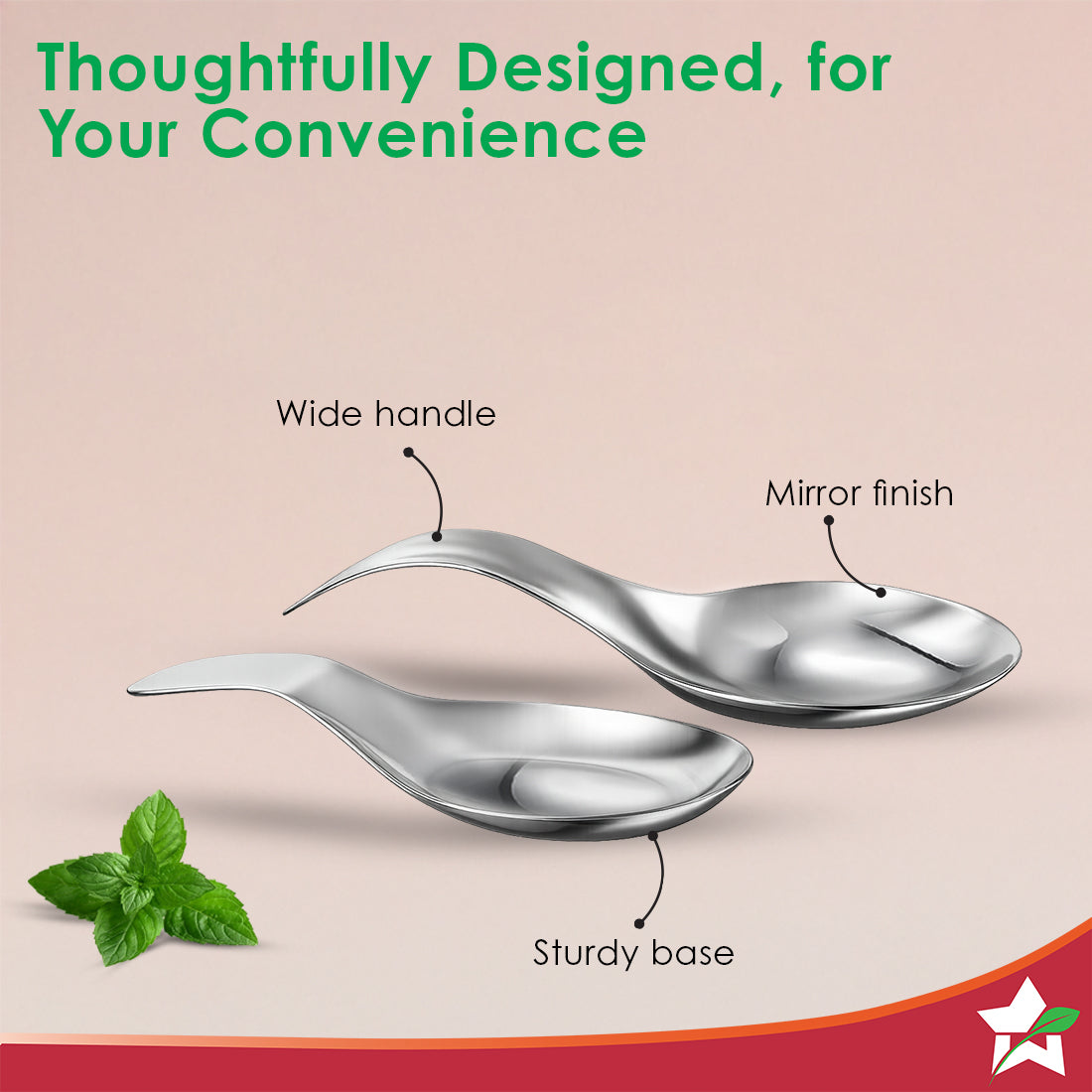 Wonderchef Ambrosia Stainless-steel Spoon Rest 2 Pc. Set for Home, Kitchen Platform and Dining Table, Keep Ladle, Spatul
