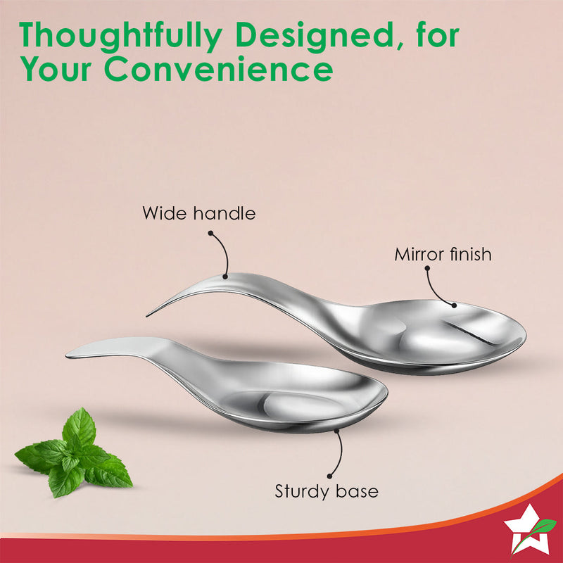 Wonderchef Ambrosia Stainless-steel Spoon Rest 2 Pc. Set for Home, Kitchen Platform and Dining Table, Keep Ladle, Spatul