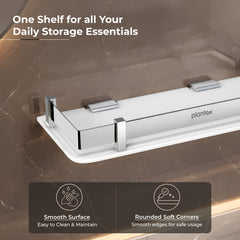 Plantex Acrylic Multipurpose Bathroom Shelf/Rack for Living Room/Wall Mount Storage Shelf - Bathroom Accessories Items (White, 12x6 inches)-5