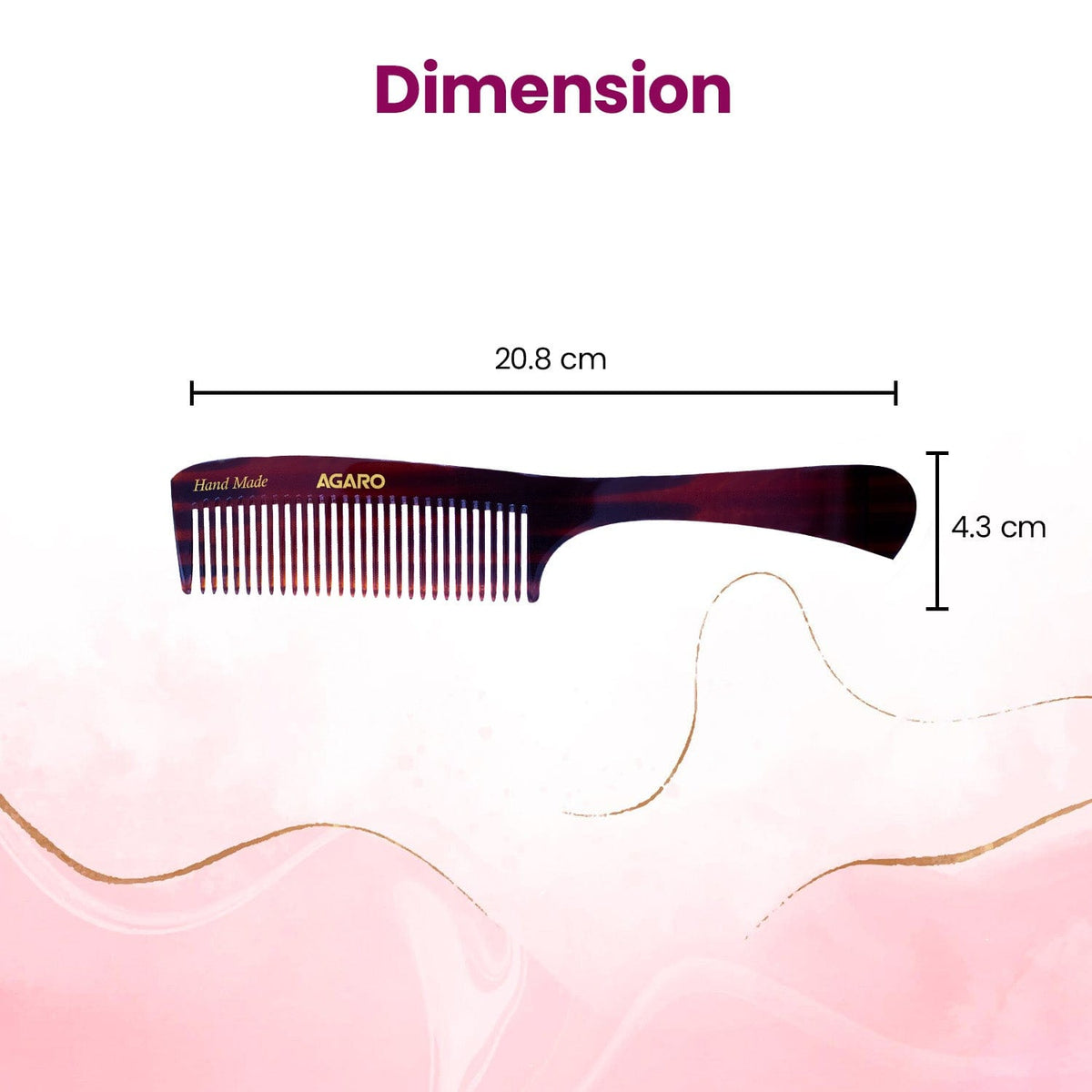 AGARO Hand Made Cellulose Acetate Comb HMC79, All Fine Tooth Dressing Comb, Smooth Rounded Teeth, Hair Styling, Hair Bru