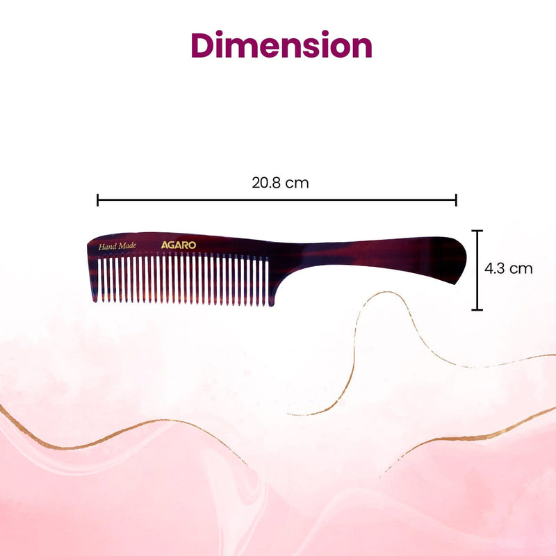 AGARO Hand Made Cellulose Acetate Comb HMC79, All Fine Tooth Dressing Comb, Smooth Rounded Teeth, Hair Styling, Hair Bru