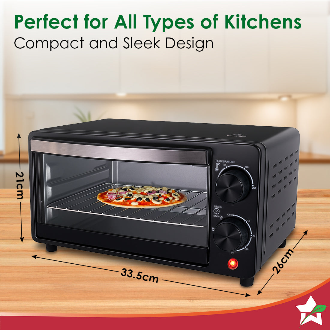 Oven Toaster Griller (OTG) for Kitchen, 10 L, Multi-function, For Baking, Grilling, Roasting, Heat-Resistant Glass, Customised Time & Temperature Control, Easy to Clean, 2-Yr Warranty