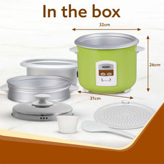 AGARO Marvel Electric Rice Cooker, 1.8L, 700W, Automatic Boiler, Steamer, Removable Aluminium Pot, Stainless Steel Lid, 