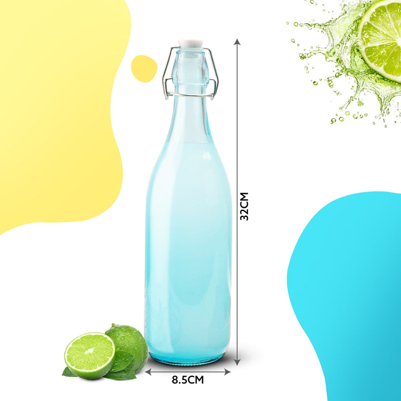 AGARO Elegant Flip Top Glass Bottle 1L, 1000ml, Freezer Safe & Leakproof Flip Cap Colour & Stylish
