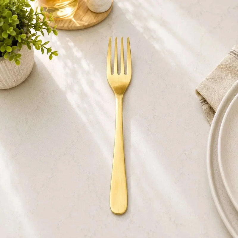 Brass Matt Fork & Spoon Set (7 Inch)