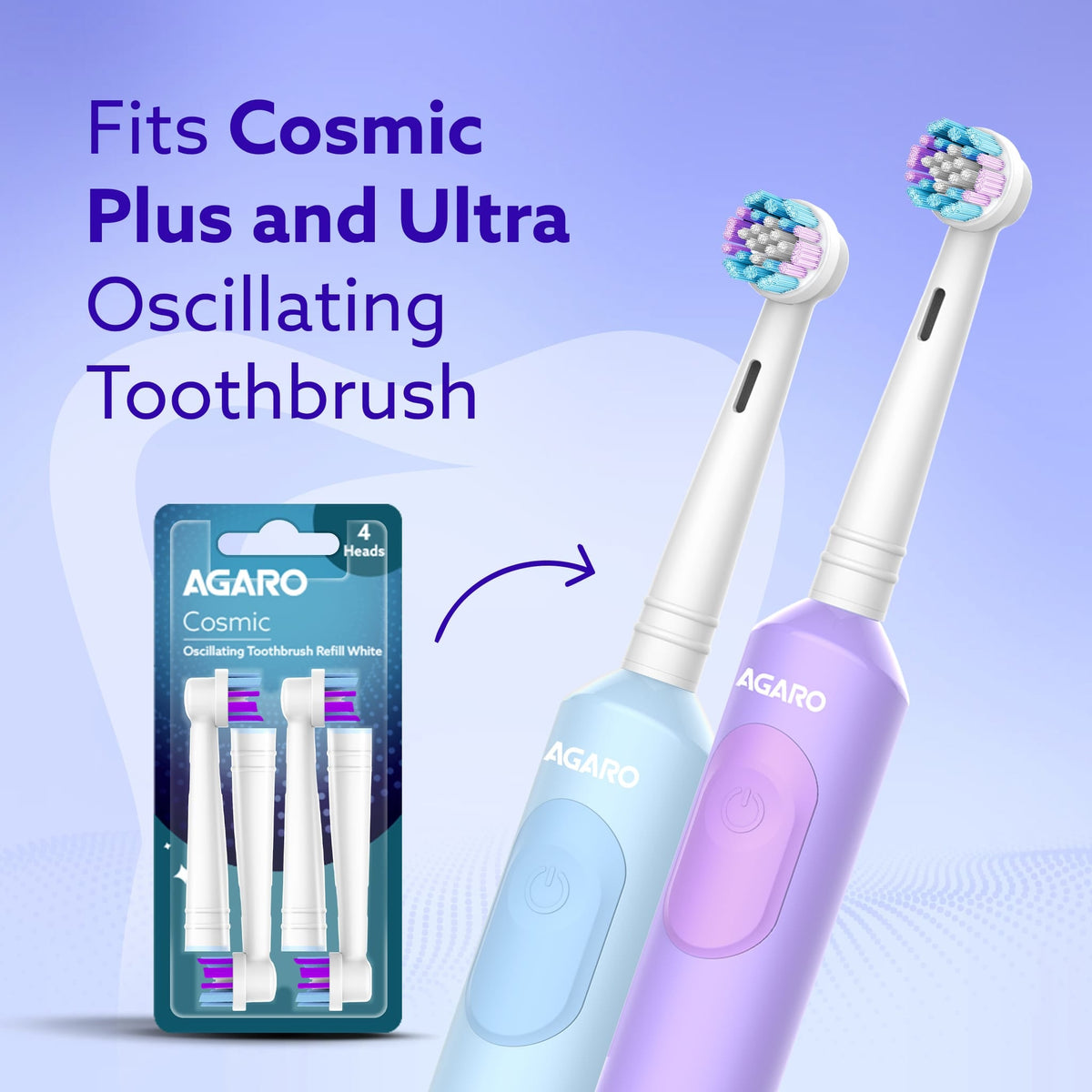 AGARO Cosmic Oscillating Electric Toothbrush Refill Heads Pack of 4-6
