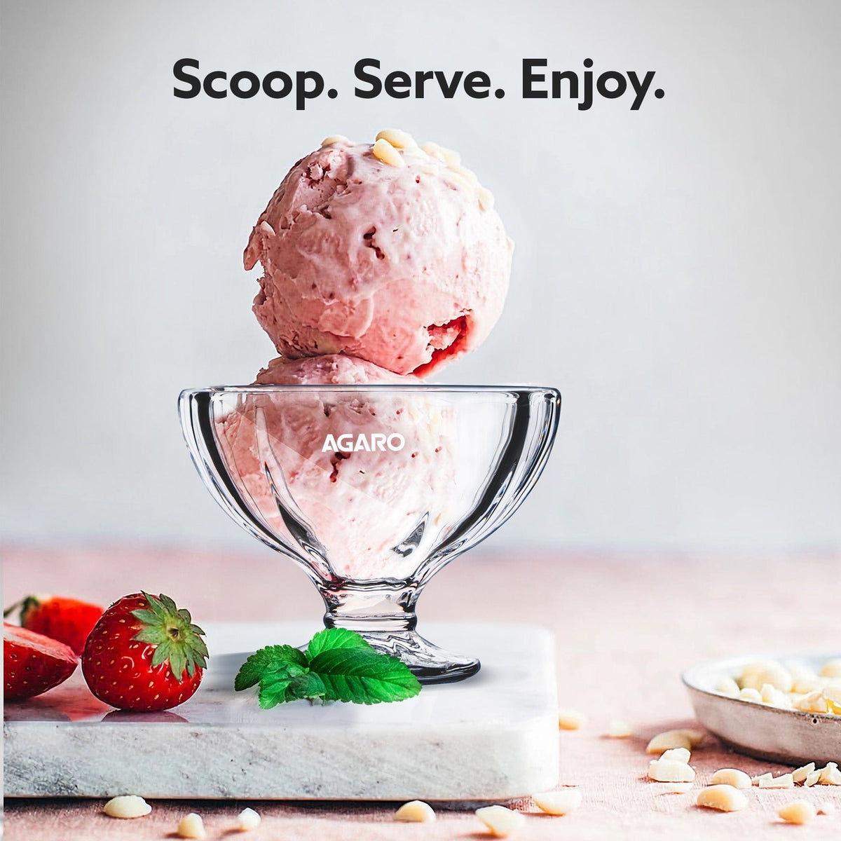 AGARO Glass Elegant Ice Cream Bowl 140ml Set of 6, Ice Cream Bowl, Dessert Cup for Sundae, Sweets, Snacks, Fruit, Puddin
