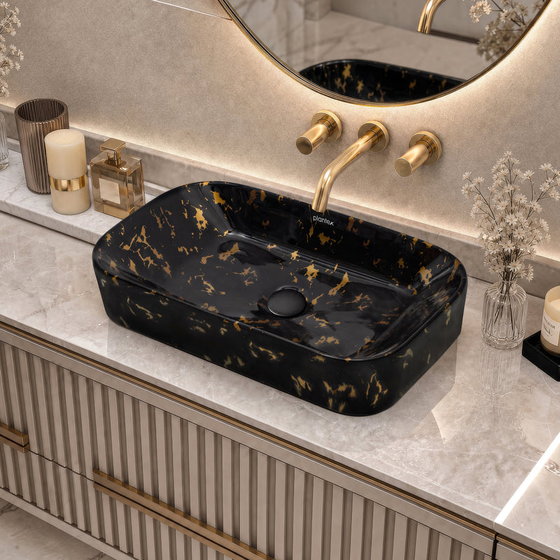 Plantex Tabletop Wash Basin for Bathroom/Designer Ceramic Basin/Rectangle Countertop Wash Basin/Home/Office (21.5 x 14 x 4.5 Inch)-4