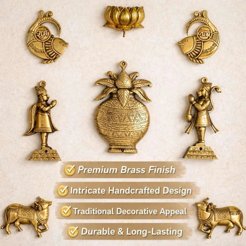 Brass Handcrafted Wall Decor Hanging Set (8.5 Inch)