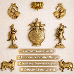 Brass Handcrafted Wall Decor Hanging Set (8.5 Inch)