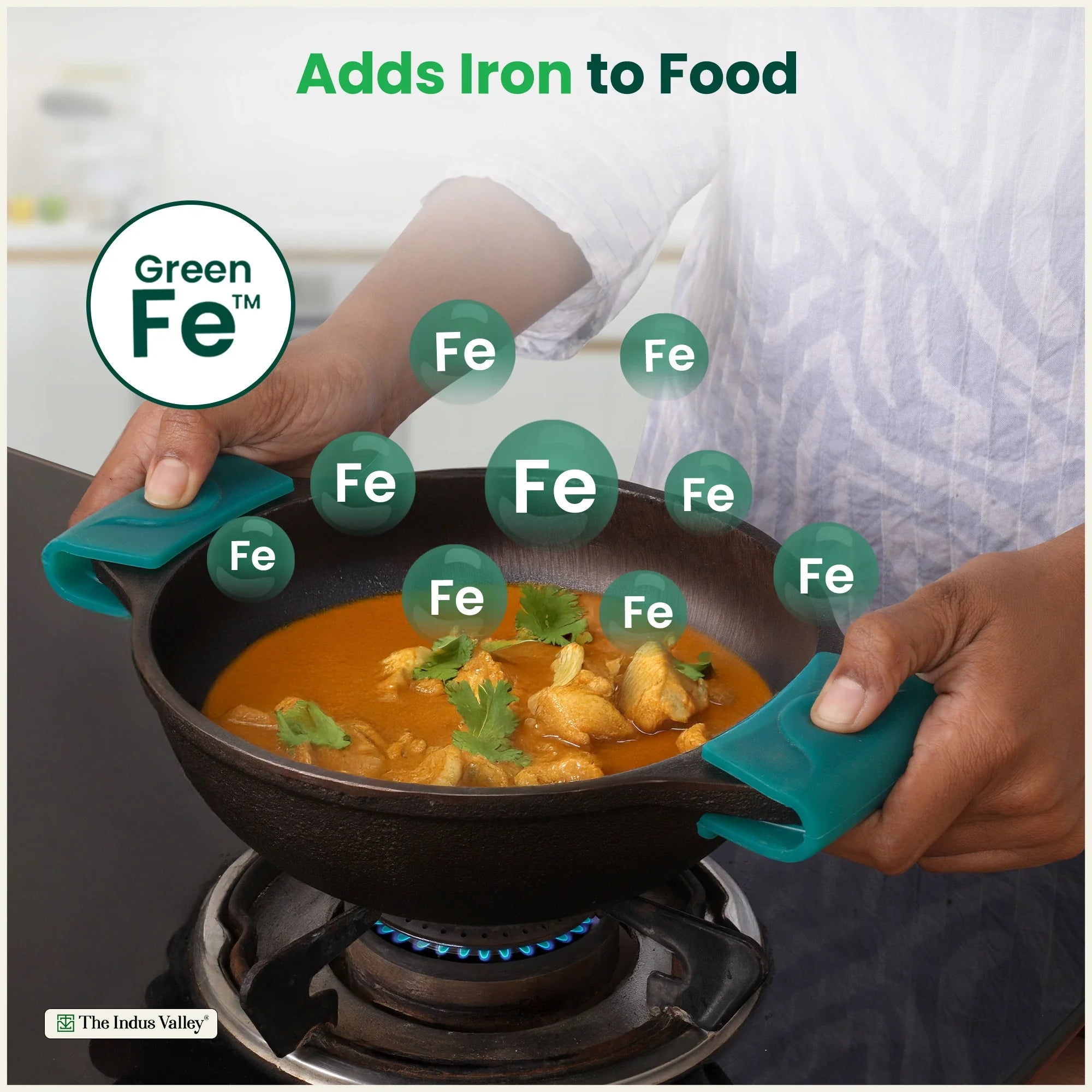 CASTrong Cast Iron Kadai with Silicon Handle, Pre-seasoned, Naturally Nonstick, 100% Pure, Toxin-free Kadai 8 In/20.8 cm/1.7 kg