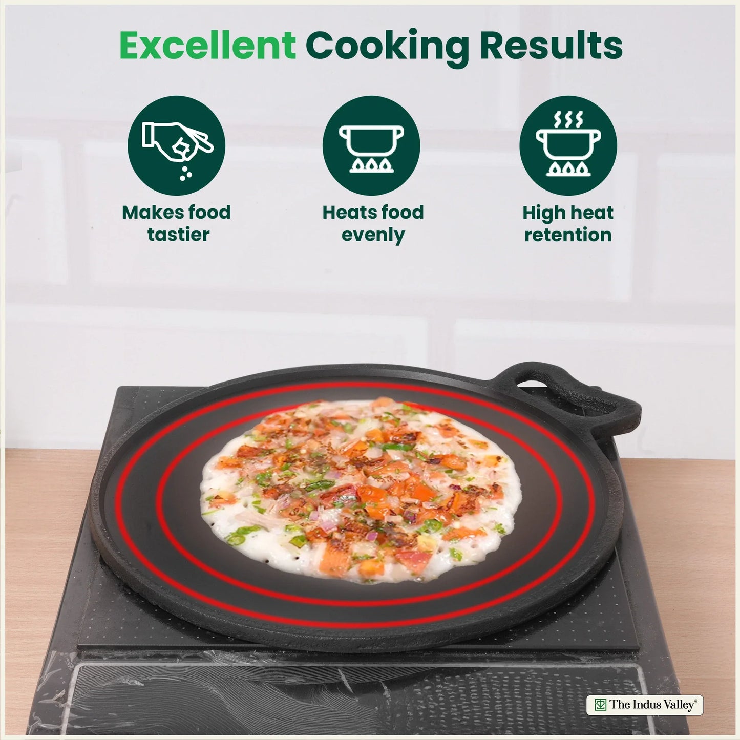 Super Smooth Cast Iron Tawa, Pre-seasoned, 100% Pure, Toxin-free, Induction, 27.9cm, 2.7 kg