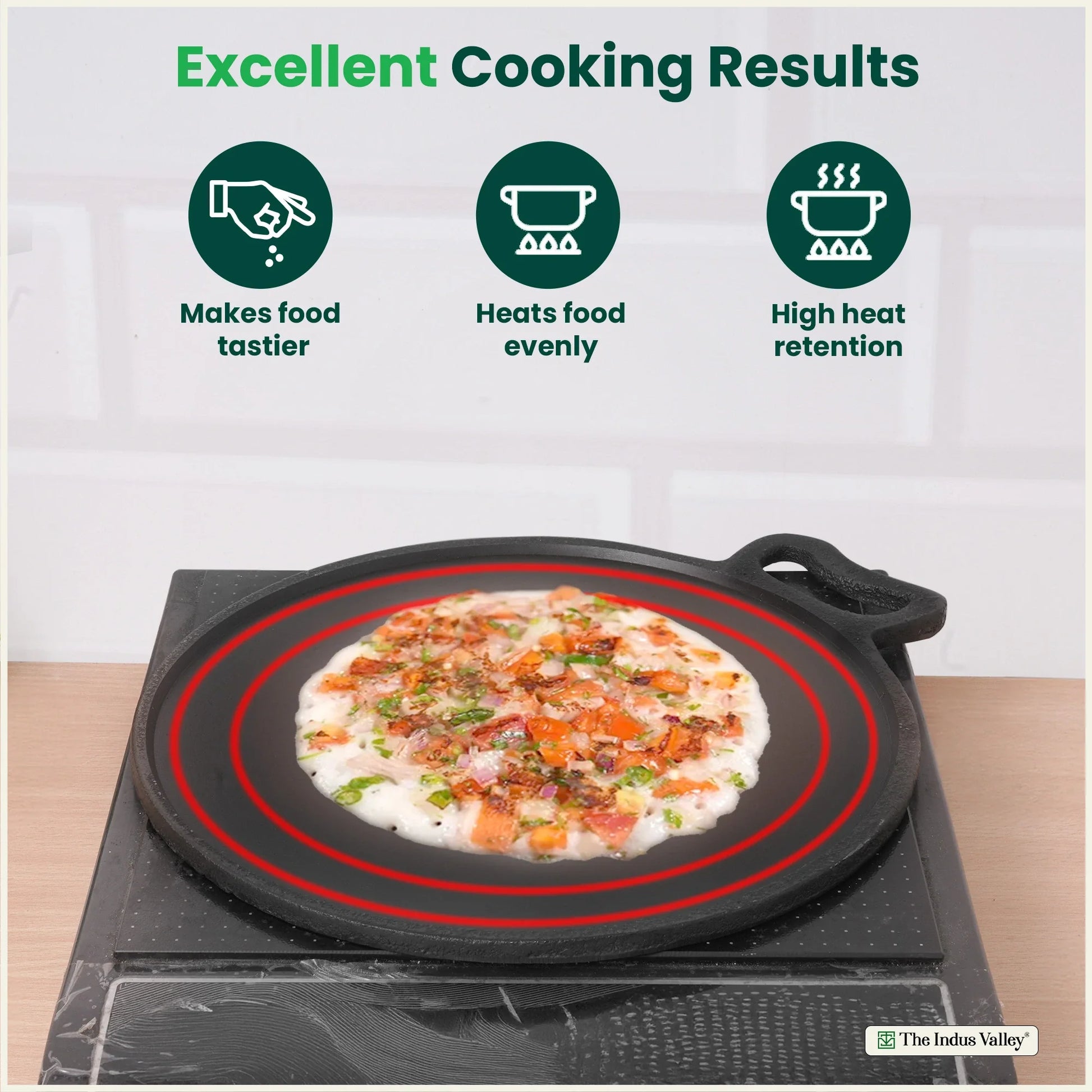 Super Smooth Cast Iron Tawa, Pre-seasoned, 100% Pure, Toxin-free, Induction, 27.9cm, 2.7 kg