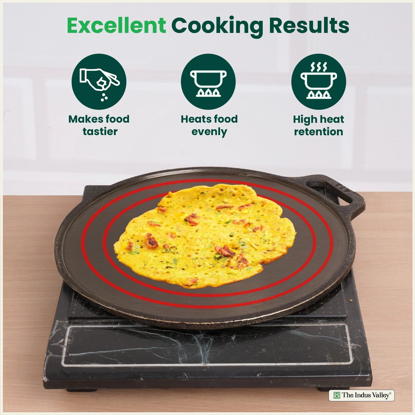 Super Smooth Cast Iron Tawa,Pre-seasoned, Nonstick, 100% Pure, Toxin-free, Free ₹110 Spatula, 26.7cm/30.2cm